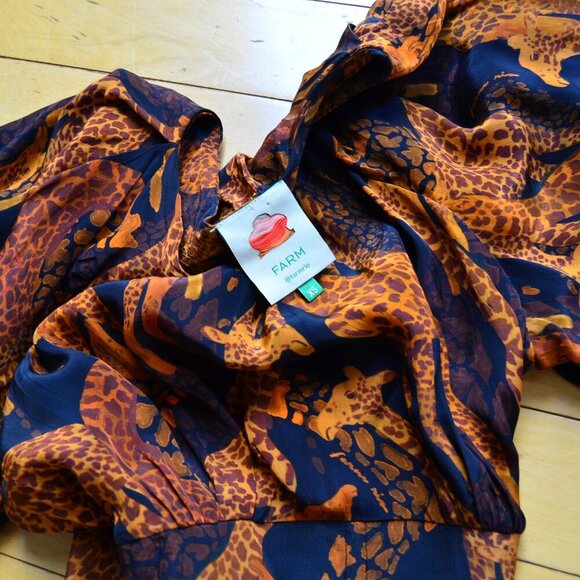 Farm Rio Black Giraffes Puff Sleeve Blouse Size XS - Picture 8 of 14